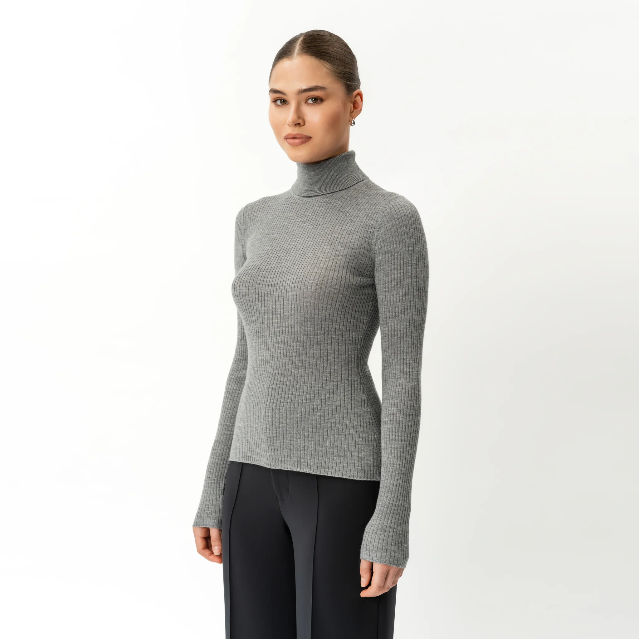 Merino Wool Ribbed Turtleneck - Image 3